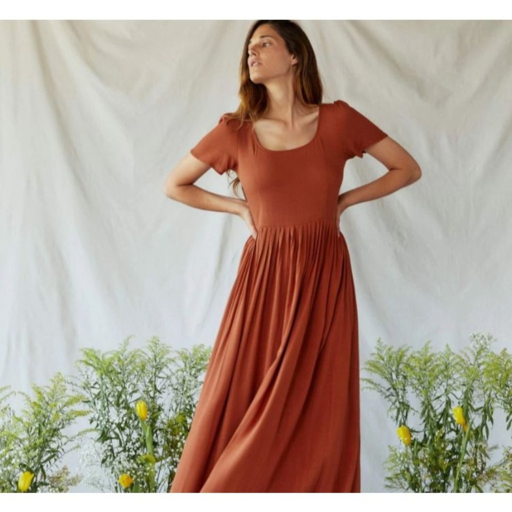 🆕Christy Dawn The Scarlet Dress In Rust Red Orange Brown Scooped Neck Size M
